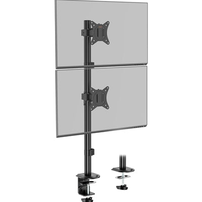 VonHaus Vertical Double Monitor Stand for 13-32" Screens, Twin Monitor Mount with Clamp, Height Adjustable, Easy Assemble Stand with Full Tilt, Rotation &amp; Swivel Arms, VESA 75x75 &amp; 100x100mm