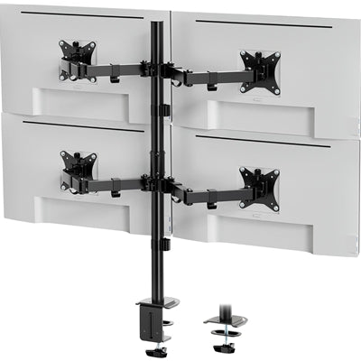 VonHaus Quad Monitor Stand for 13-32" Screens, Four Screen Monitor Desk Mount, Height Adjustable, Easy Assemble Stand with Full Tilt, Rotation &amp; Swivel Arms, VESA 75x75 &amp; 100x100mm