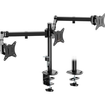 VonHaus Triple Monitor Stand for 17-27" Screens, Three Screen Monitor Mount with Desk Clamp, Height Adjustable, Easy Assemble Stand with Full Tilt, Rotation &amp; Swivel Arms, VESA 75x75 &amp; 100x100mm