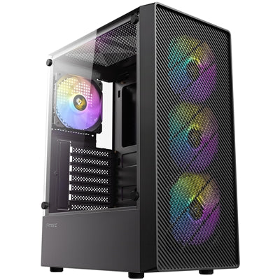 Antec AX26 RGB Elite Mid Tower Gaming Case, Tempered Glass Side Window Panel