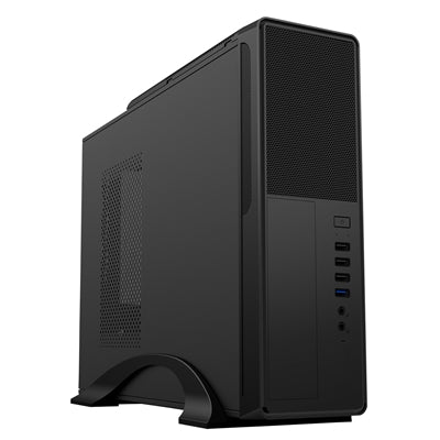 CiT S014C Black Slim Micro ATX/ITX Desktop Case with 300W Power Supply, USB 2.0, USB 3.0 Type-A &amp; Type-C Ports