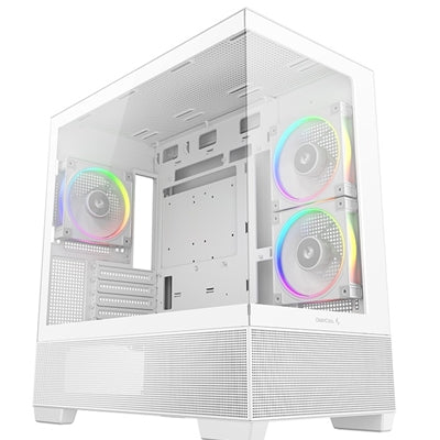 DeepCool CG380 3F Micro-ATX Gaming Case White  Panoramic Tempered Glass Side Panel, Mesh Airflow Front, 3 Pre-Installed ARGB Fans, USB-C &amp; USB-A Front I/O, Spacious SFF/mATX/ITX Build Support