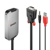 Lindy 38296 0.18m VGA & Audio (M) To DisplayPort (F) 1.2 USB Powered 1920x1080@60Hz Adapter Cable, Black