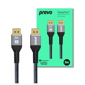 Prevo DP14-2M DisplayPort Cable, Black & Grey