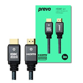 Prevo HDMI-2.1-3M HDMI Cable, Black & Grey