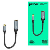 Prevo USBC-HDMI-ADA Display Converter Adapter, Black & Silver, 0.2m