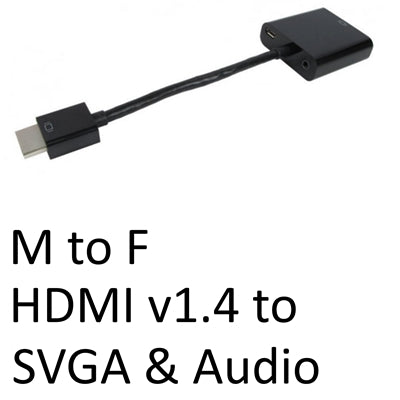HDMI 1.4 (M) to SVGA &amp; Audio (F) Black OEM Converter Adapter