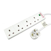 2m 4 Gang Surge Protected LED Indicator UK Mains Extension (RB-02M04SPD), White