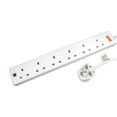 5m 6 Gang Surge Protected LED Indicator UK Mains Extension (RB-05M06SPD), White