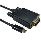 USB C to VGA 1080P 60HZ 2 Meter Black Data Cable