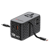 Verbatim Charge 'n' Travel 70W 2C Retractable Universal Travel Adapter Black