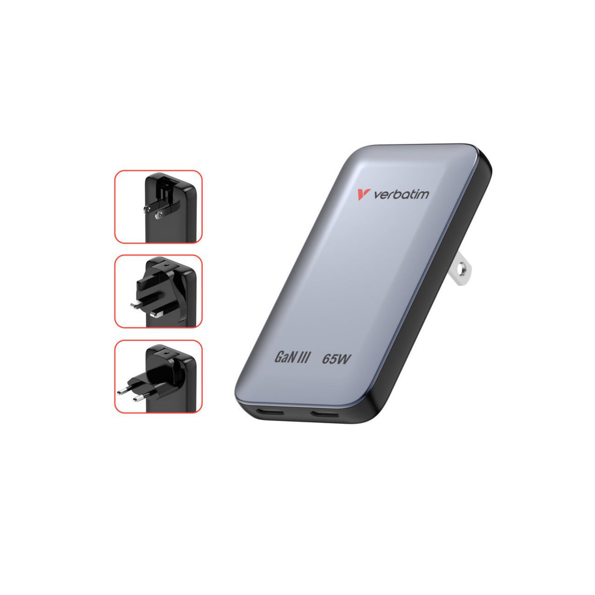 Verbatim Essentials Slim GaN Charger, Grey