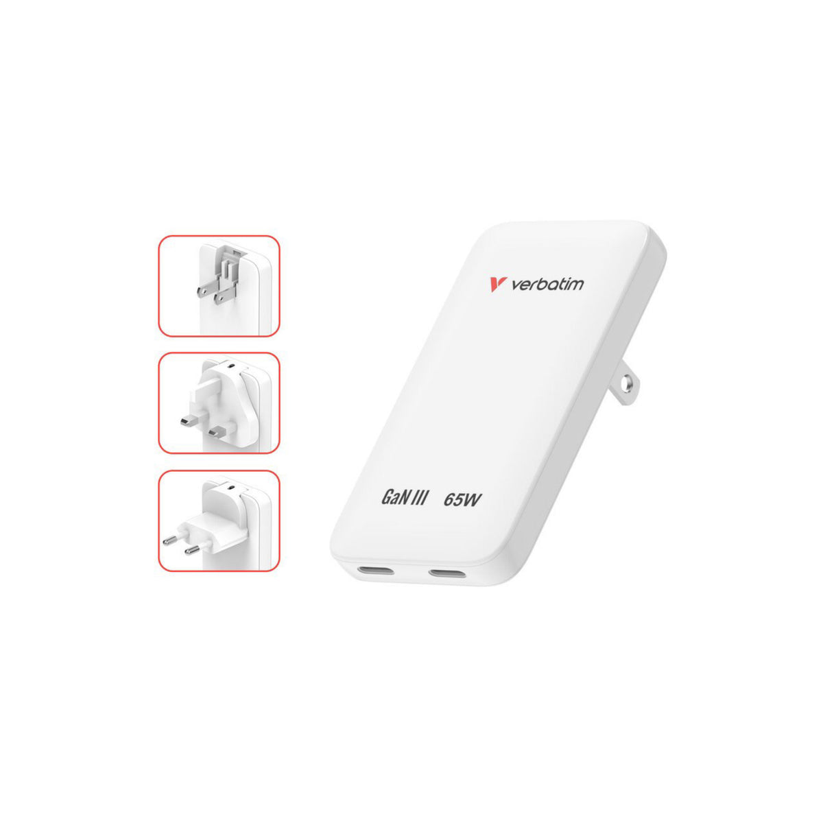 Verbatim Essentials Slim GaN Charger, White