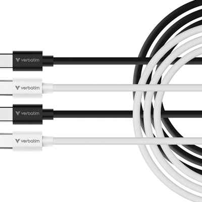 Verbatim Essentials Sync &amp; Charge USB-C to C Cables (2 pack) Black &amp; White, 1m, 60W PD, 480Mbps, USB Power Delivery 3.0 Supports Up To 60W Fast Charging