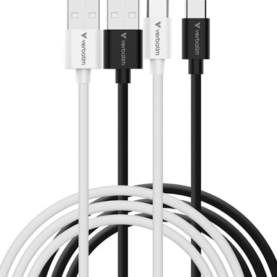 Verbatim Essentials Sync &amp; Charge USB-A to C Cables (2 pack) Black &amp; White,1m,18W QC, 480Mbps, Quick Charge 3.0 Support Up To 18W Charging