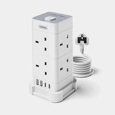 VonHaus Tower Extension Lead with USB, White, 2M