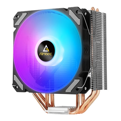 Antec A400i Fan CPU Cooler, Universal Socket, 120mm Neon Light Effect Silent RGB PWM Fan, 1800RPM, 4 Direct-Touch Copper Heatpipes, Intel LGA 1700 Bracket Included
