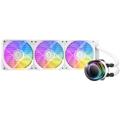 Antec Vortex Lum 360 ARGB White CPU Liquid Cooler - Intel &amp; AMD Compatible, 3 x 120mm ARGB Fans, Suspended Spiral Pump Head, Enhanced Cooling Performance
