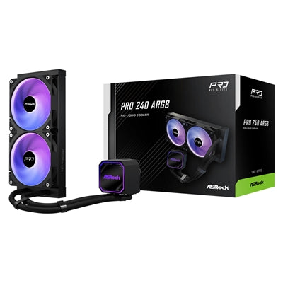 ASRock Pro 240 ARGB AIO Liquid CPU Cooler, 240mm Radiator, Dual 120mm PWM Fans, Addressable RGB, Intel LGA1700/1851 &amp; AMD AM5/AM4 Compatible