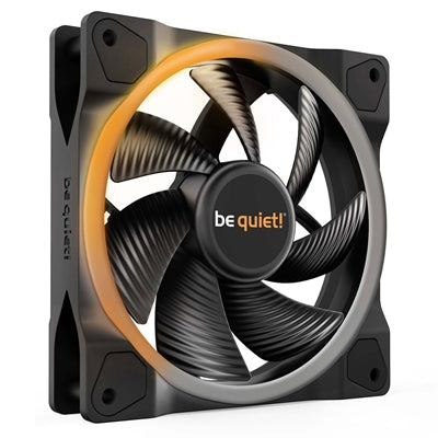 be quiet! Light Wings PWM Addressable RGB Fan, 120mm, 1700RPM, 4-Pin PWM Fan &amp; 3-Pin ARGB Connectors, Black Frame, Black Blades, ARGB Lighting on Front &amp; Rear