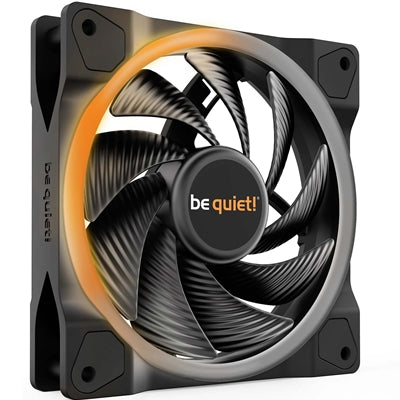 be quiet! Light Wings PWM High Speed Addressable RGB Fan, 120mm, 2500RPM, 4-Pin PWM Fan &amp; 3-Pin ARGB Connectors, Black Frame, Black Blades, ARGB Lighting on Front &amp; Rear