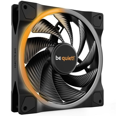 be quiet! Light Wings PWM High Speed Addressable RGB Fan, 140mm, 2200RPM, 4-Pin PWM Fan &amp; 3-Pin ARGB Connectors, Black Frame, Black Blades, ARGB Lighting on Front &amp; Rear