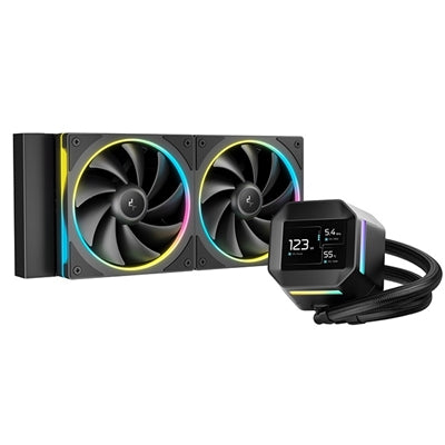 DeepCool LM240 Liquid CPU Cooler with 2.4" IPS Display, 240mm AIO, Dual 120mm ARGB Fans, Anti-Leak Technology, PWM Pump, Intel LGA 1851/1700 &amp; AMD AM5 Compatible, Black