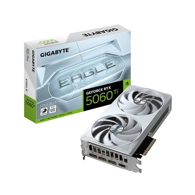 Gigabyte NVIDIA GeForce RTX 5060 Ti EAGLE OC ICE 16GB GDDR7 Graphics Card, 4608 CUDA Cores, 2617 MHz Core Clock, Dual Fan, 3x DisplayPorts / 1x HDMI Port