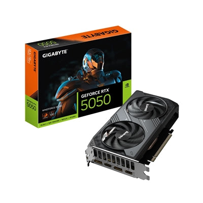 Gigabyte NVIDIA GeForce RTX 5050 WINDFORCE OC 8GB GDDR6 Graphics Card, 2560 CUDA Cores, 2587 MHz Core Clock, Dual Fan, 2x DisplayPorts / 2x HDMI Ports