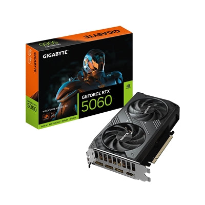 Gigabyte NVIDIA GeForce RTX 5060 WINDFORCE MAX OC 8GB GDDR7 Graphics Card, 3840 CUDA Cores, 2512 MHz Core Clock, Dual Fan, 3x DisplayPorts / 1x HDMI Port
