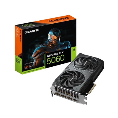 Gigabyte NVIDIA GeForce RTX 5060 WINDFORCE OC 8GB GDDR7 Graphics Card, 3840 CUDA Cores, 2512 MHz Core Clock, Dual Fan, 3x DisplayPorts / 1x HDMI Port