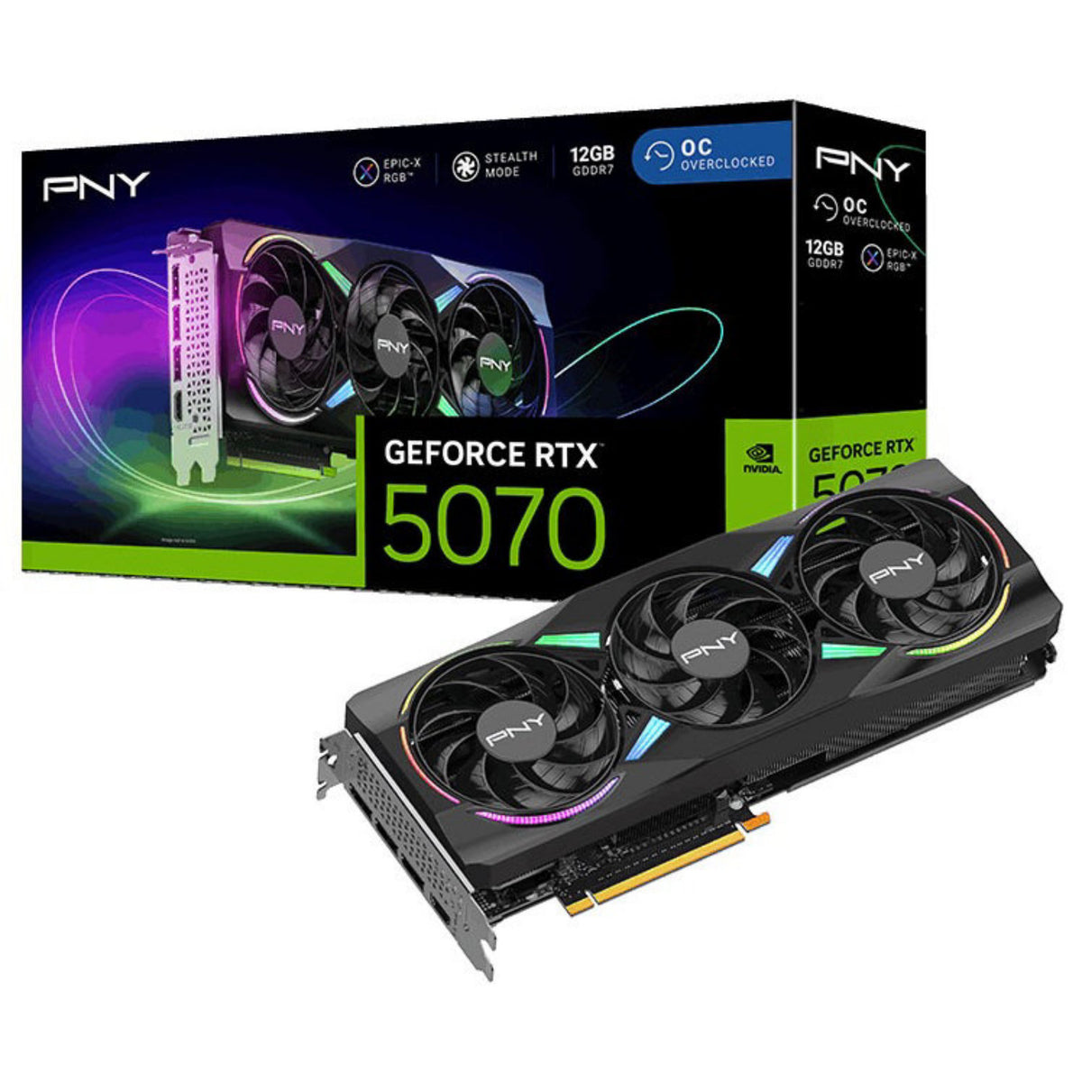 PNY NVIDIA GeForce RTX 5070 ARGB EPIC-X RGB OC 12GB GDDR7 Graphics Card