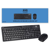 Evo Labs WM-757UK Wireless Keyboard and Mouse Combo Set, Black, with Wireless Mouse