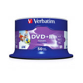Verbatim DVD+R 16X 4.7GB 50 Pack Spindle Wide Inkjet Printable No ID