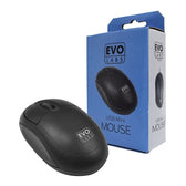 Evo Labs MO-001 Wired USB Mini Plug and Play Mouse, Matte Black
