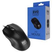 Evo Labs MO-128 Wired USB Plug and Play Mouse, Matte Black