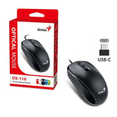 Genius DX-110 Wired USB-Type C Plug and Play Mouse, Black
