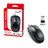Genius DX-120 Wired USB Type-C Plug and Play Mouse, Black