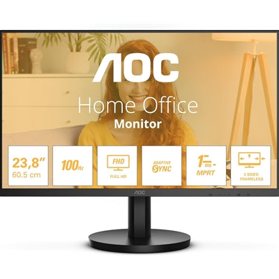 AOC 24B3HA2 23.8 Inch Full HD IPS Monitor, WLED, VGA, HDMI, VESA, 100Hz, 1ms, Speakers, Internal PSU