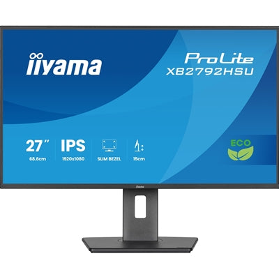 iiyama XB2792HSU-B1 27-Inch Eco IPS LCD, 120Hz, 1ms, Eyesafe &amp; EyeComfort Certified, 1920x1080, 300 cd/m (2) Brightness, 1x HDMI,1 x DisplayPort, 2 x USB, 2 x 2W Speakers, TCO10, TUV-GS, Epeat Silver, Height Adjustable Stand