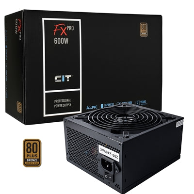 CiT 600W ATX Power Supply, 80+ Efficiency, 120mm Silent Fan, Active PFC, PCIe, SATA &amp; Molex Connectors, Black PSU for Gaming &amp; Desktop PC