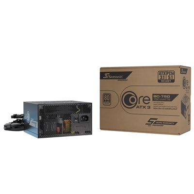 Seasonic CORE BC 750W 80 PLUS Bronze ATX 3.1 PCIe 5.1 Fixed-Cable PSU with 12V-2x6, 120mm HDB Fan &amp; 5 Year Warranty, Black