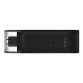 Kingston DT70/64GB DataTraveler 64GB USB Flash Drive, Black, Retail