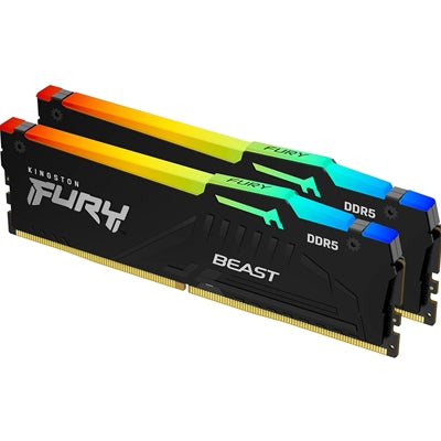 Kingston FURY Beast KF552C40BBAK2-32 32GB (2x 16GB) DIMM System Memory, 5200MHz, DDR5, CL40, Black, RGB, Intel XMP
